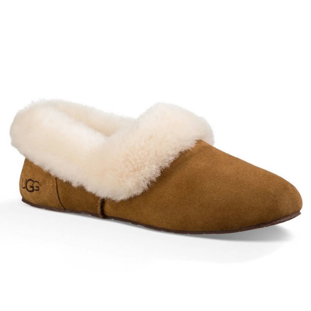 UGG Women's Kendyl Chesnut Brown Slippers with Cream Fur. EUC. Sz 11